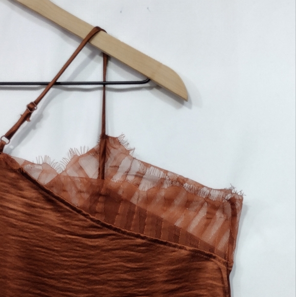 NWT Frye Eli Lace-Trim Racerback Tank Womens XL Brown Out Romantic Feminine - Picture 4 of 11